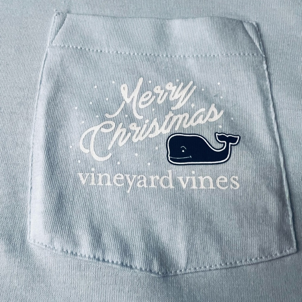 Vineyard Vines Men’s Light Blue Long Sleeve Christmas Theme Tee Size Large - Picture 9 of 9